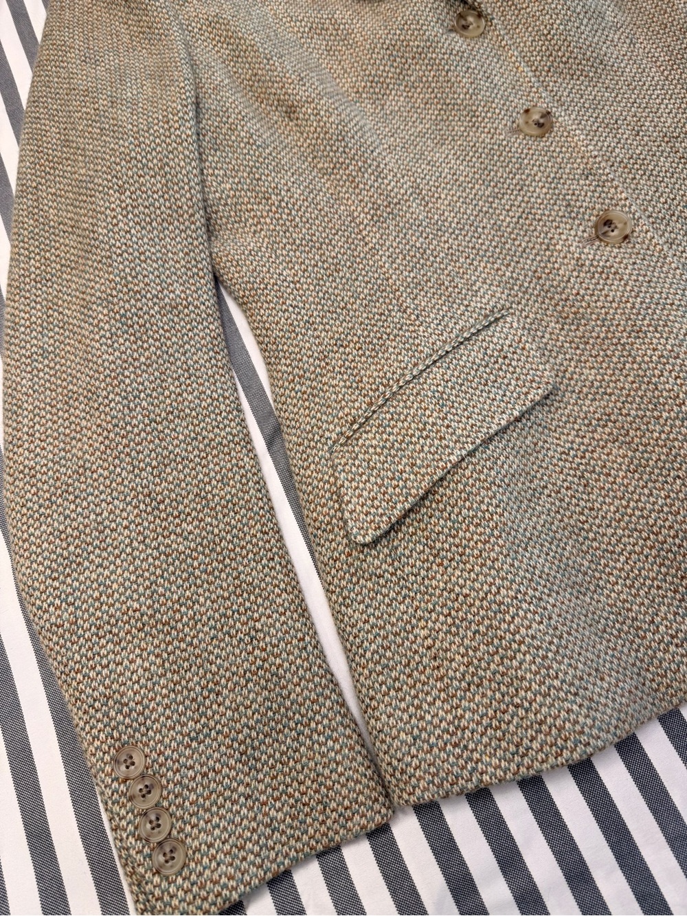 Women's Ralph Lauren Made in Italy Lambswool Alpaca Tweed Blazer Jacket 12 Tan - Picture 4 of 16